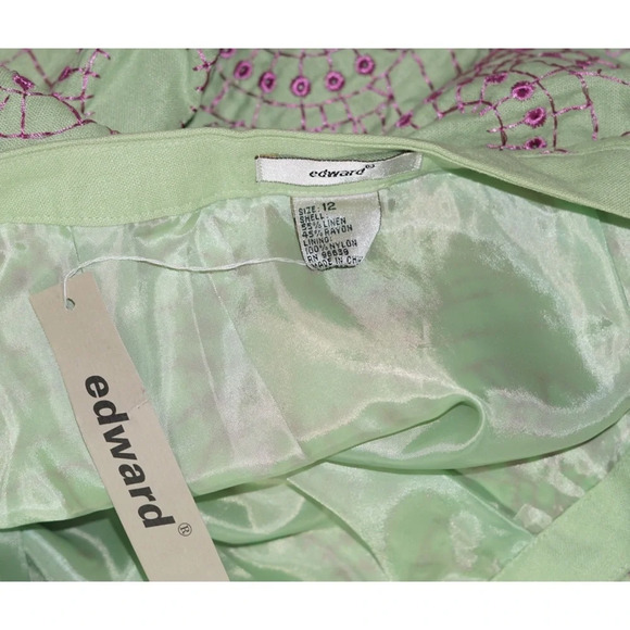 Edward Linen/Rayon A-Line Skirt Circles Size 12 - Picture 7 of 8